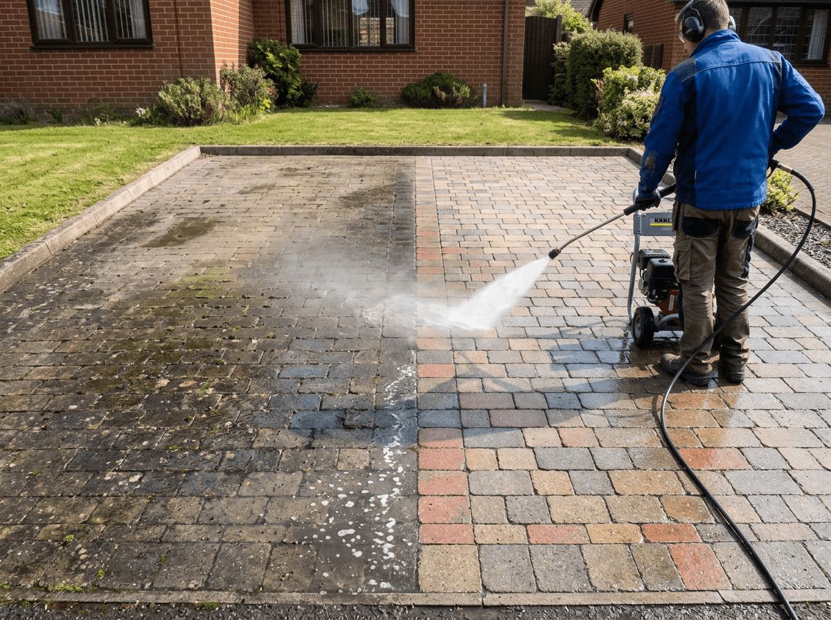 Driveway pressure washing